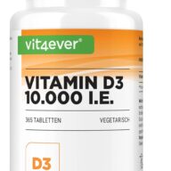 Vit4ever Vitamin D3 Depot 10000 I.E. – 365 Tabletten – Vorderseite