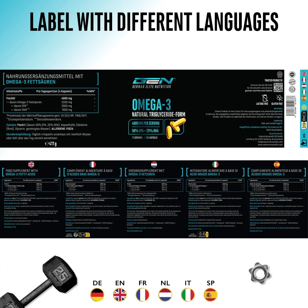 GEN Olio di pesce Omega 3 – 300 capsule – retro