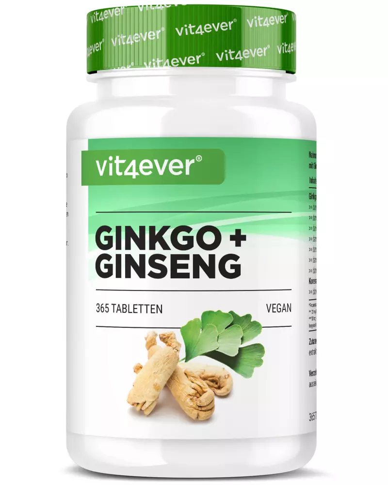 Vit4ever Ginkgo + Ginseng – 365 compresse – fronte