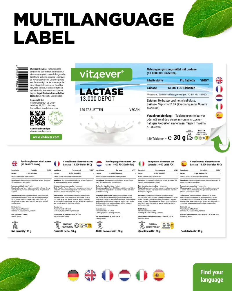 Vit4ever Lactase Depot 13000 – 120 compresse – retro