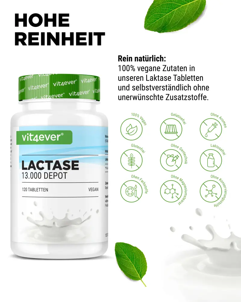 Vit4ever Lactase Depot 13000 – 120 compresse – etichetta internazionale