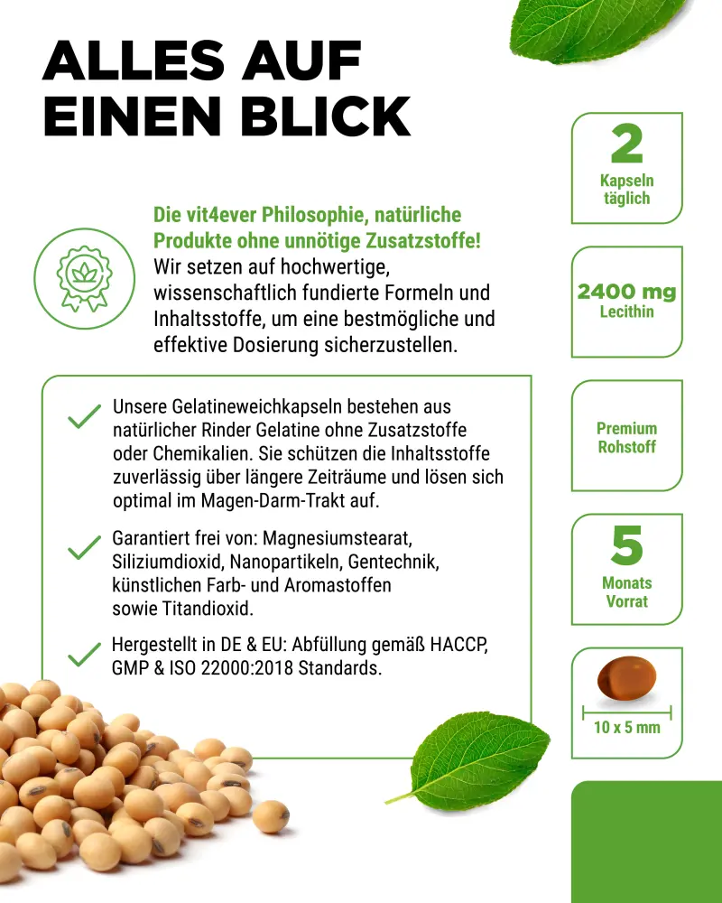 Vit4ever Lécithine – 300 gélules – pureté & propriétés