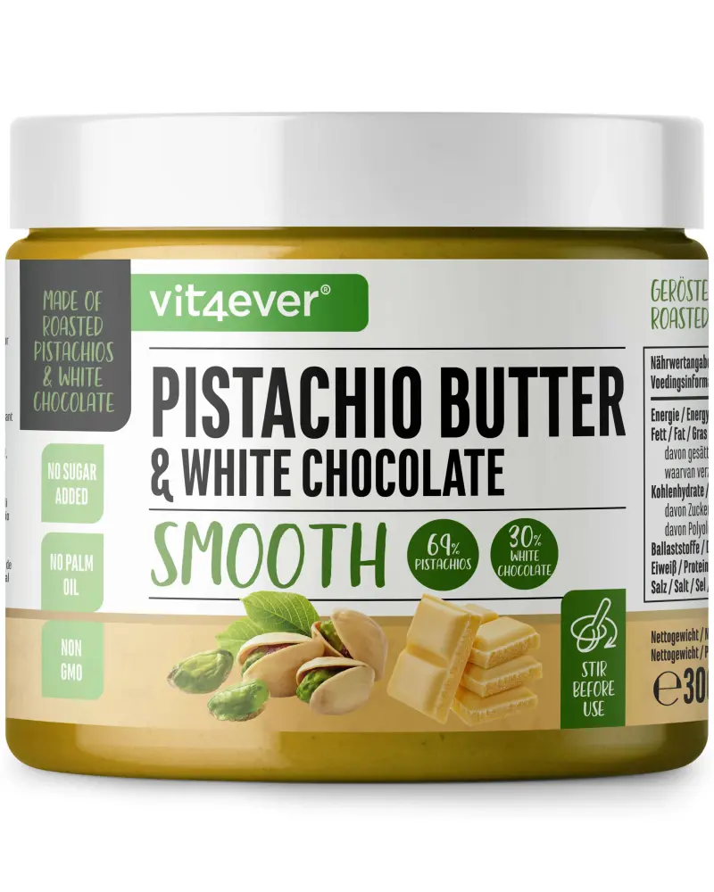 Vit4ever Creme de pistáchio – 300 g – diferentes sabores – Chocolate branco com pistácios